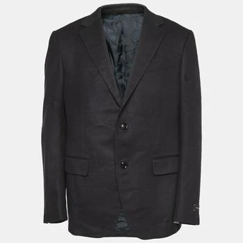 Ermenegildo Zegna | Ermenegildo Zegna Navy Blue Patterned Silk Single Breasted Blazer XL 