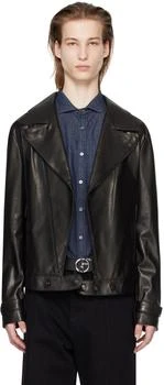 Emporio Armani | Black Plongé Leather Jacket,商家Ssense US,价格¥14982