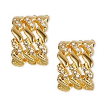 Charter Club | Gold-Tone Small Pavé Triple-Row C-Hoop Earrings, 0.55", Created for Macy's商品图片,4折