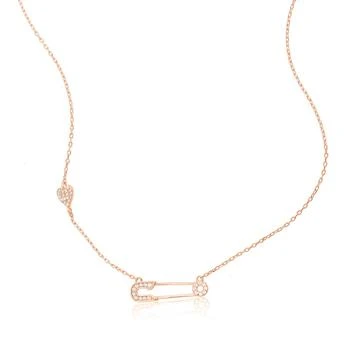 ADORNIA | Adornia Safety Pin Heart Necklace rose gold 1.5折, 独家减免邮费