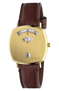 Gucci | Grip Leather Strap Watch, 35mm商品图片,5.4折