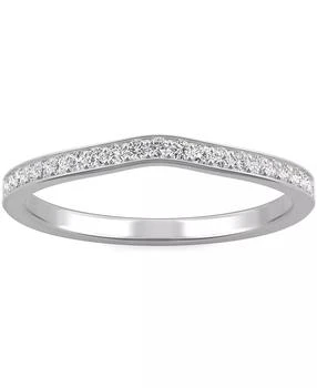 Charles & Colvard | Moissanite V-Shape Wedding Band (1/5 ct. t.w. DEW) in 14k White Gold,商家Macy's,价格¥3599