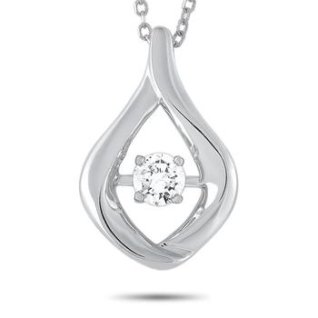商品14K White Gold 0.15ct Diamond Pendant Necklace图片
