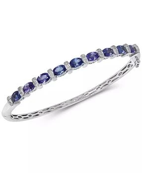 Macy's | Tanzanite (4 ct. t.w.) & Diamond (1/10 ct. t.w.) Bangle Bracelet in Sterling Silver,商家Macy's,价格¥3339