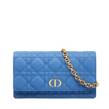 天梭是什么牌子, Dior | 【预售3-7天】DIOR/迪奥 21秋冬CARO系列 女士矢车菊蓝色藤格纹小牛皮翻盖CD徽标链条斜挎单肩手拿包腰包S5091UWHC_M03Z商品图片 8折, 包邮包税