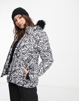 推荐Dare 2b glamorize III ski jacket in monochrome leopard print商品