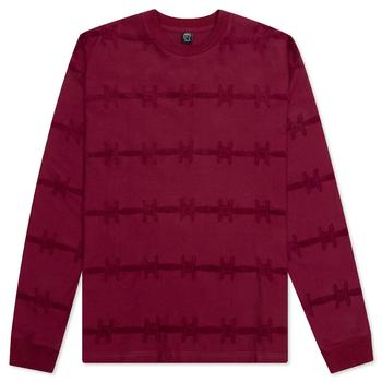 推荐Brain Dead Barbed Wire Burnout L/S Tee - Maroon商品