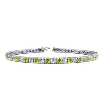 SSELECTS | 4 1/4 Carat Peridot And Diamond Tennis Bracelet In 14 Karat White Gold, 7 1/2 Inches,商家Premium Outlets,价格¥17903