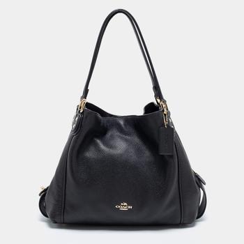 推荐Coach Black Leather Edie Shoulder Bag商品