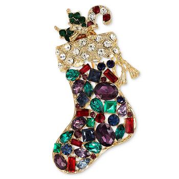 商品Holiday Lane | Gold-Tone Multicolor Mixed Crystal Stocking Pin, Created for Macy's,商家Macy's,价格¥189图片