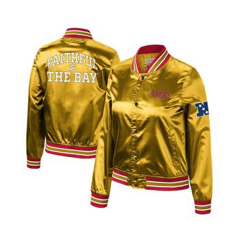 Mitchell and Ness | Women's Gold-Tone San Francisco 49ers 75th Anniversary Faithful to the Bay Satin Full-Snap Jacket商品图片,