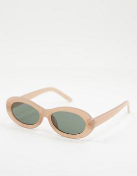 ASOS | ASOS DESIGN oval sunglasses in nude商品图片,4折