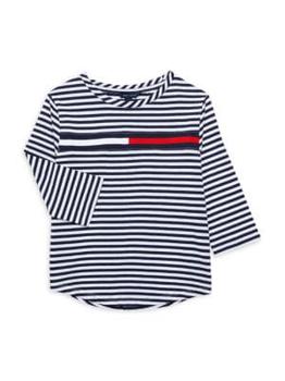商品Tommy Hilfiger | ​Little Girl’s Striped Logo Knit Shirt,商家Saks OFF 5TH,价格¥129图片