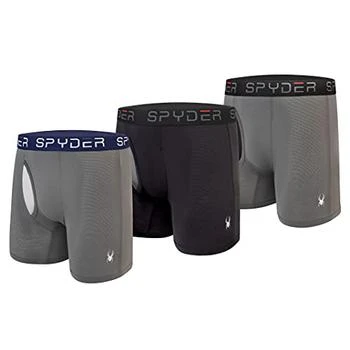 Spyder | 3 Pack Mesh Boxer Brief With Fly Front Black/Navy/Charcoal 3.5折×额外9.5折, 包邮包税, 独家减免邮费, 额外九五折