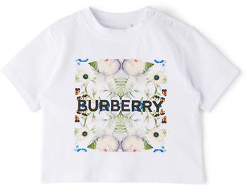 男装burberry t恤, Burberry | 白色 Montage Print 婴儿 T 恤商品图片 