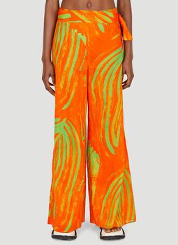 推荐Lagga Abstract Leaf Print Pants in Orange商品