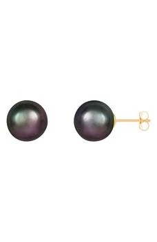 Splendid Pearls | 14K Gold 10-10.5mm Black Cultured Freshwater Pearl Stud Earrings 独家减免邮费