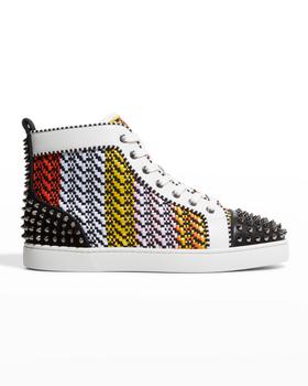 Christian Louboutin | Men's Multicolor Woven Spike High-Top Sneakers商品图片,