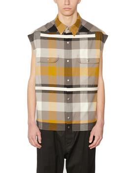 Rick Owens是什么牌子, Rick Owens | Rick Owens Checked Snapped Sleeveless Shirt商品图片 5.7折