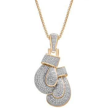 Macy's | Men's Diamond Boxing Gloves 22" Pendant Necklace (1/2 ct. t.w.) in 14k Gold-Plated Sterling Silver,商家Macy's,价格¥7087