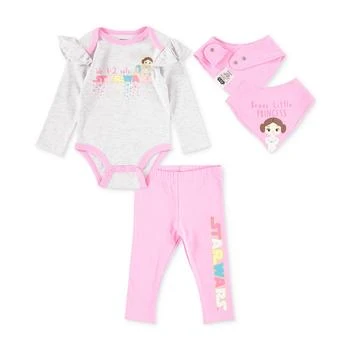 Happy Threads | Baby Girls Star Wars Bodysuit, Pant and Bib, 3 Piece Set,商家Macy's,价格¥113