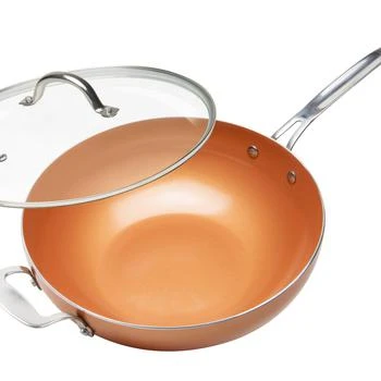 Masterpan | Ceramic Nonstick Copper Color Wok & Glass Lid, 12" Copper,商家Verishop,价格¥544