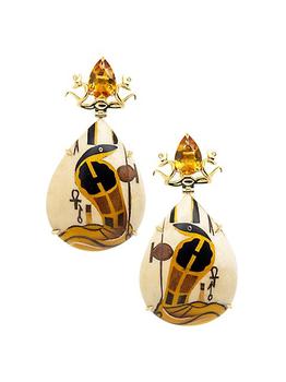 商品Silvia Furmanovich | Egypt 18K Gold, Citrine & Diamond Marquetry Earrings,商家Saks Fifth Avenue,价格¥35663图片