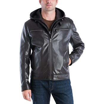 推荐MICHAEL Kors Men's Faux-Leather Hooded Bomber Jacket, Created for Macy's商品