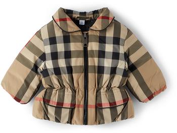 商品Burberry | Baby Beige Down Vintage Check Jacket,商家SSENSE,价格¥1889图片