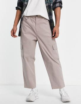 asos design, ASOS | ASOS DESIGN carpenter wide leg trousers in beige商品图片 4.5折