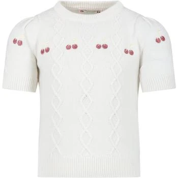 Bonpoint | White Sweater For Girl With Cherries 9.1折, 独家减免邮费