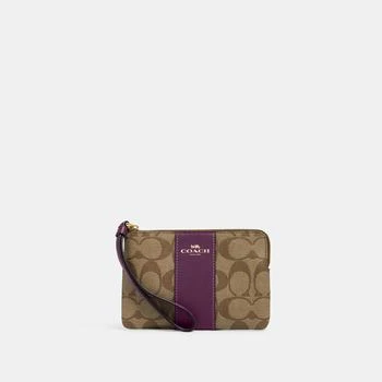 Coach Outlet Coach Outlet Corner Zip Wristlet In Signature Canvas