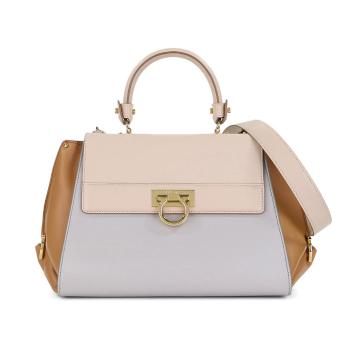 菲拉格慕包手提包, Salvatore Ferragamo | SALVATORE FERRAGAMO 女士白色棕色拼色手提斜挎包 21-E530-600641商品图片 满$100享9.5折, 满折