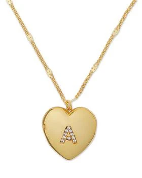 推荐Letter Lockets Pavé Initial Heart Pendant Necklace in Gold Tone, 16"-19"商品