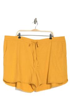 推荐Solid Linen Blend Shorts商品