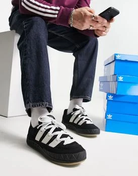 推荐adidas Originals Adimatic gum sole trainers in black and white商品