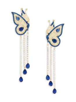 Eye Candy LA | Vanessa 18K Goldplated Brass & Cubic Zirconia Butterfly Drop Earrings商品图片,5折