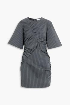 商品Ruched pinstriped stretch-jacquard mini dress图片