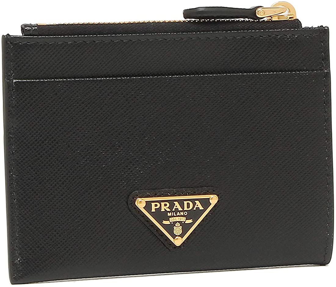 prada包, Prada | PRADA 女士黑色皮革金属LOGO拉链卡包 1MC026-QHH-F0002商品图片 独家减免邮费