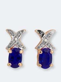 GENEVIVE Sterling Silver Rose Gold Plated Sapphire Cubic Zirconia Oval Earrings product img