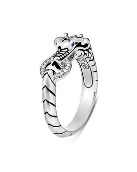 商品Sterling Silver Legends Naga Diamond & Blue Sapphire Dragon Head Ring图片