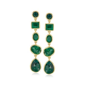 Ross-Simons | Ross-Simons Bezel-Set Emerald Drop Earrings in 18kt Gold Over Sterling,商家Premium Outlets,价格¥1385