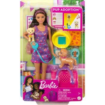 Barbie | Doll and Accessories Pup Adoption Playset with Doll, 2 Puppies and Color-Change,商家Macy's,价格¥171