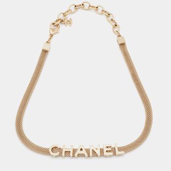 Chanel | Chanel Gold Tone Logo Mesh Choker Necklace商品图片,8.5折