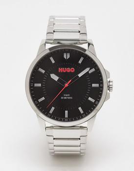 推荐Hugo bracelet watch with black dial in silver 1530246商品