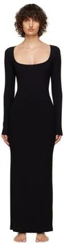 SKIMS | Black Soft Lounge Rib Long Sleeve Dress 