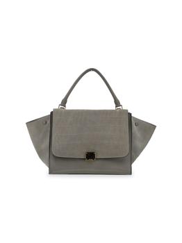 推荐Céline Trapeze Mm Bag Grey Leather With Croc Embossed Flap商品