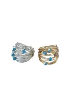 A Blonde and Her Bag | Marcia Wire Wrap Ring with Blue Opaque Swarovski Crystals,商家Premium Outlets,价格¥176