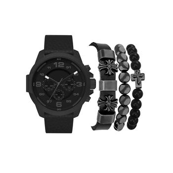 American Exchange | Men's Black Faux Leather Strap Watch 50mm Gift Set商品图片,4.9折