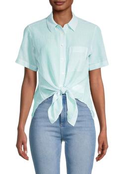 Theory怎么样, Theory | Hekanina Striped Tie-Waist Shirt商品图片 2折×额外8折, 额外八折
